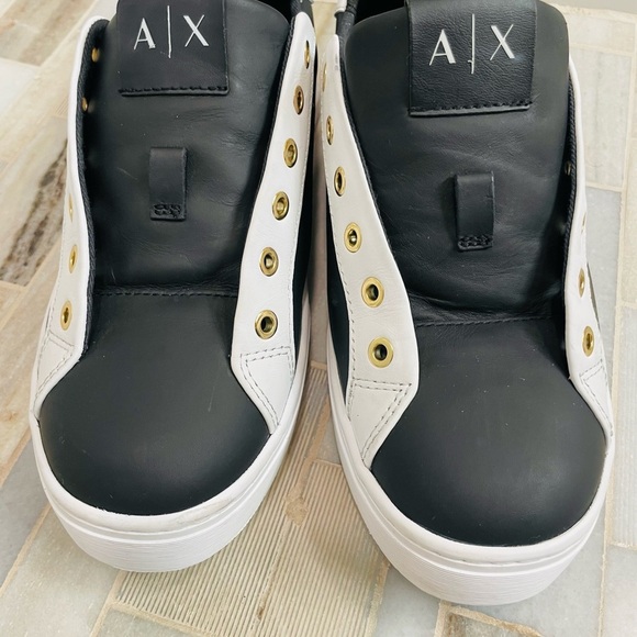 AX Armani Exchange XDX027XCC14 Black and White Sneakers with Gold Accents 7M - Picture 13 of 15